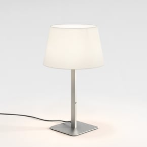 Beaumont Table (1480025) in Matt Nickel with French Drum 330 Shade (2 Pack) (5047004) in White Fabric