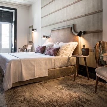 Astro Atelier wall lights, in Matt Black - Alma Lusa hotel guest bedroom
