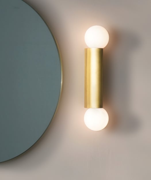 Astro's Ortona Twin Bathroom Wall Light - Matt Brushed Brass