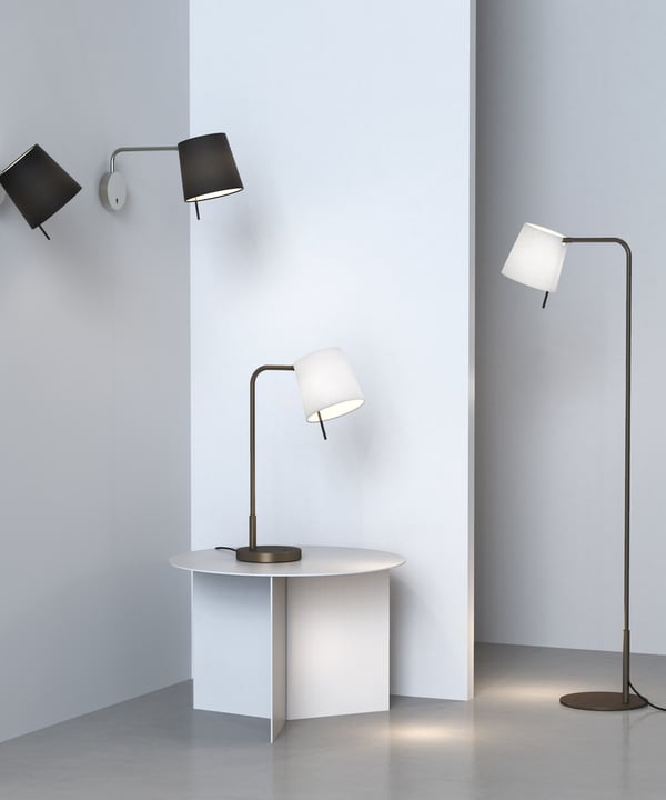 Astro Mitsu collection, in Bronze and Matt Nickel - floor, table and wall lights