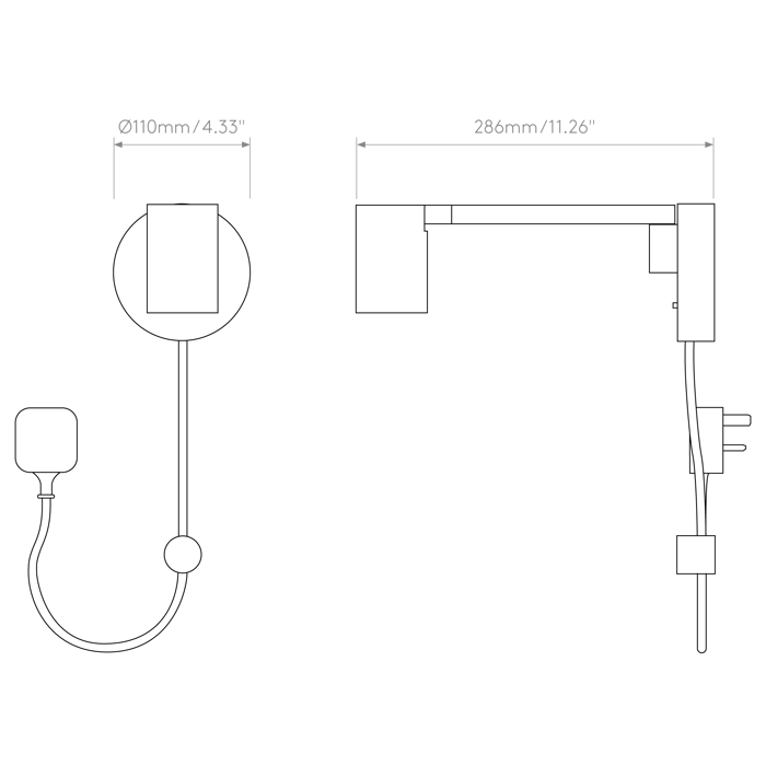 Ascoli Swing Plug-In Reading Light, Matt Black | Astro Lighting
