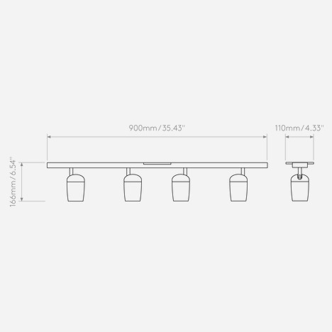 Koto Four Bar (1478021) in Matt Black - Technical Drawing