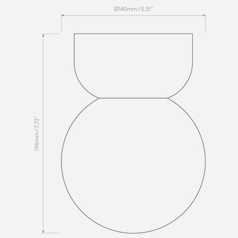 Lyra Ceiling 140 (1472007) in Gloss Glaze White - Technical Drawing