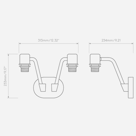 Edward Twin (1441008) in Matt Black / Matt Gold - Technical Drawing