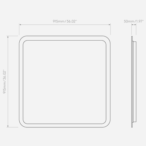 Varenna Square 915 2700K 0-10V (1420021) in Mirror Finish - Technical Drawing