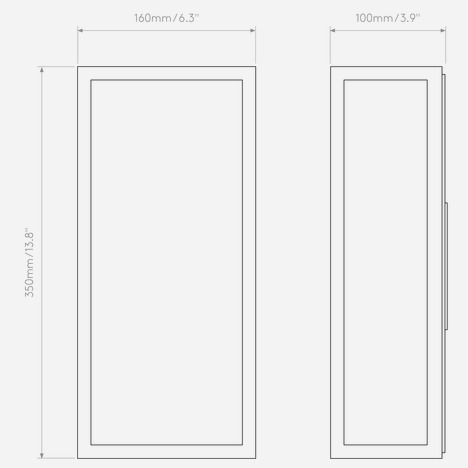 Messina Frosted (1183014) in Textured Black / Frosted Glass - Technical Drawing