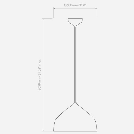 Ginestra 300 (1361005) in Matt Black - Technical Drawing