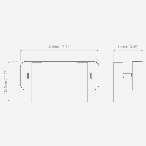 Enna Twin (1058201) in Matt Gold - Technical Drawing