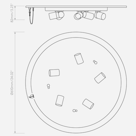 Ceiling Base 610 (1462008) in Matt White - Technical Drawing