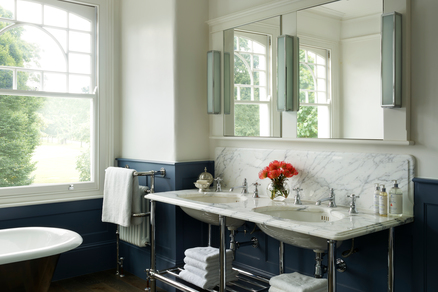 Astro Mashiko wall lights, in Polished Chrome - bathroom of London Victorian home